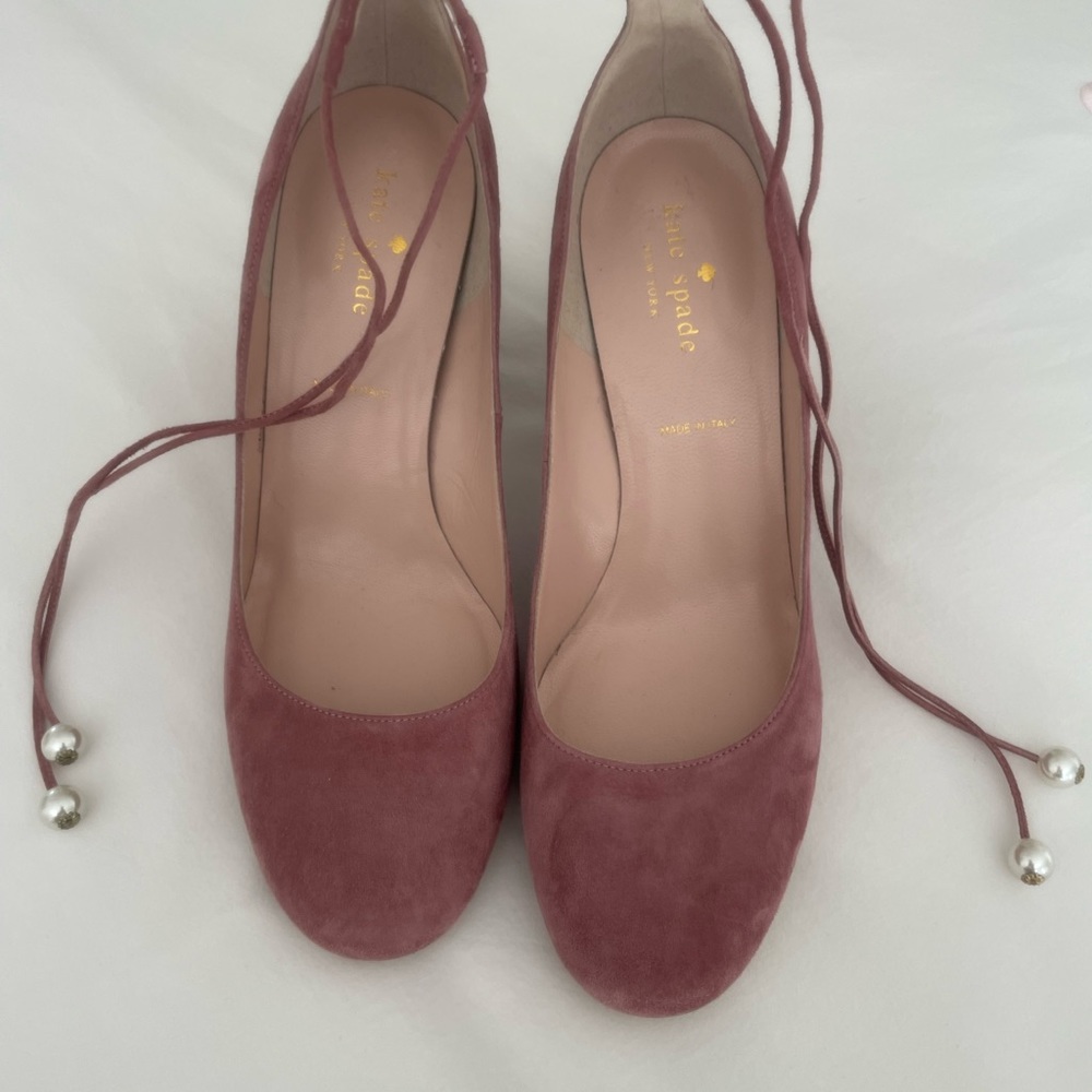 Kate Spade Gena Ankle Tie Pink Sueded Pump